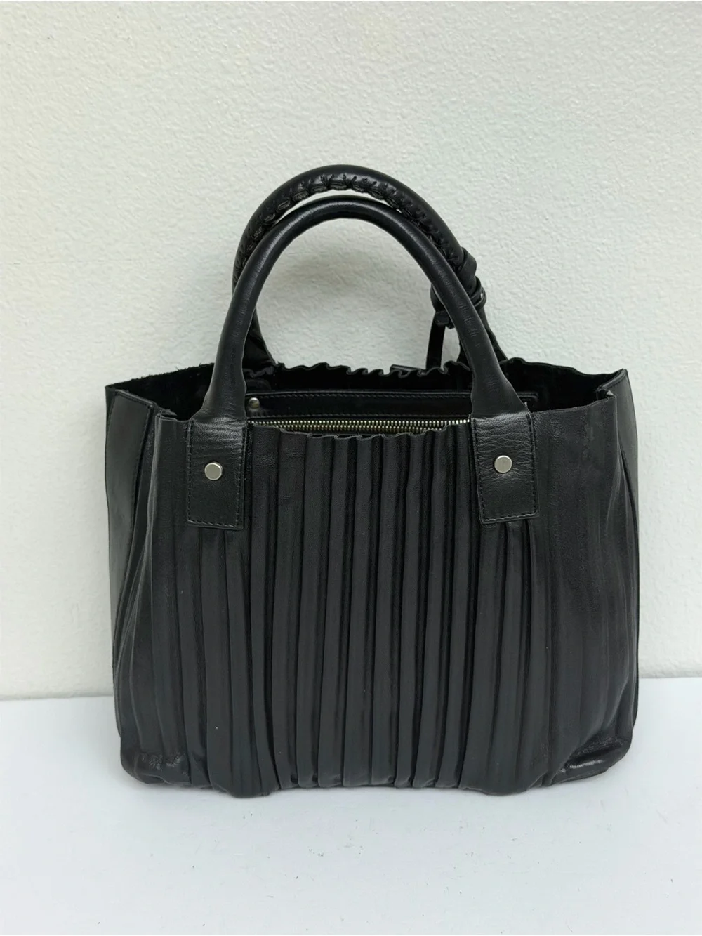 Giorgio Armani Black Leather Handbag Vintage Made in Italy Soft Leather Shoulder
